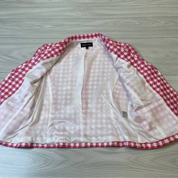 Isabel & Nina Pink White Tweed Blazer Skirt Set Coquette Chic Women’s size 8 - Picture 6 of 17